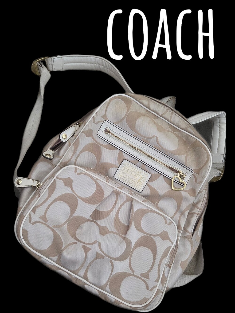 COACH Poppy Signature C Monogram Backpack white tag limited ed bag